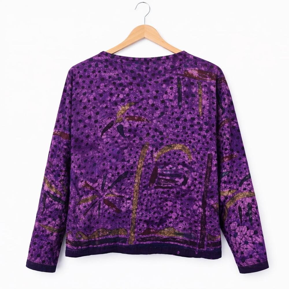 Spirit of Courage Nnamdi Ibenagu Top Womens L Purple African Batik Art to Wear - Picture 2 of 7
